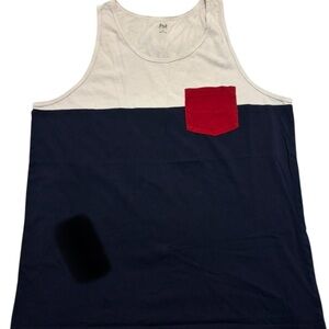 GAP White and Navy Tank Top with Red Pocket